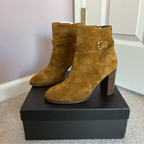 NWB J Crew Suede Ankle Boots with Wrap Around Buckle, size 8.5 - Picture 3 of 12